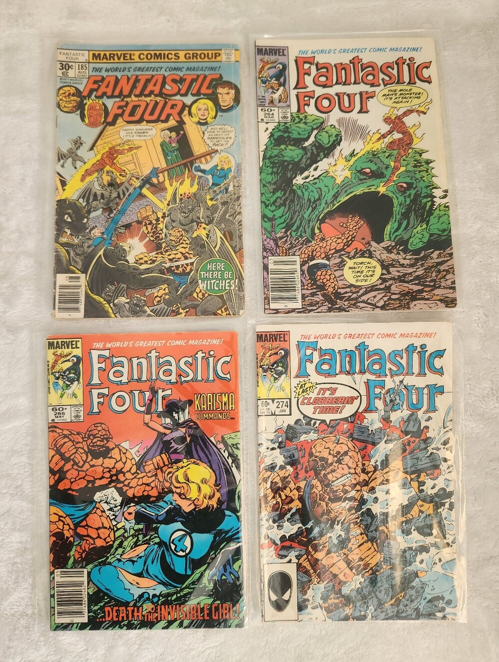 Fantastic Four #185 #264 #266 #274 Marvel Vintage Superhero Comic Books Lot of 4